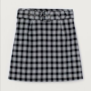 H&M Black and White Plaid Mini Skirt